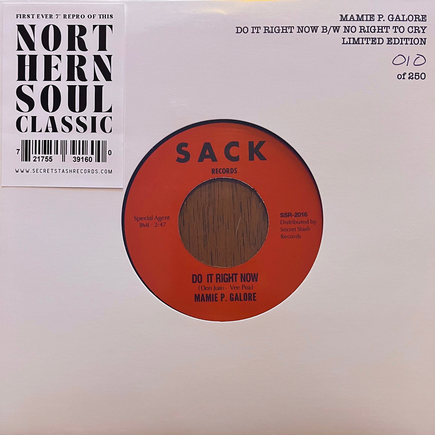 Mamie P. Galore "Do It Right Now" B/W "No Right To Cry"