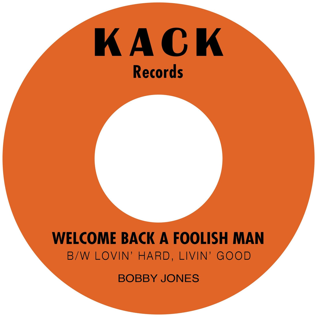 Bobby Jones "Welcome Back A Foolish Man B/W Lovin' Hard, Livin' Good"